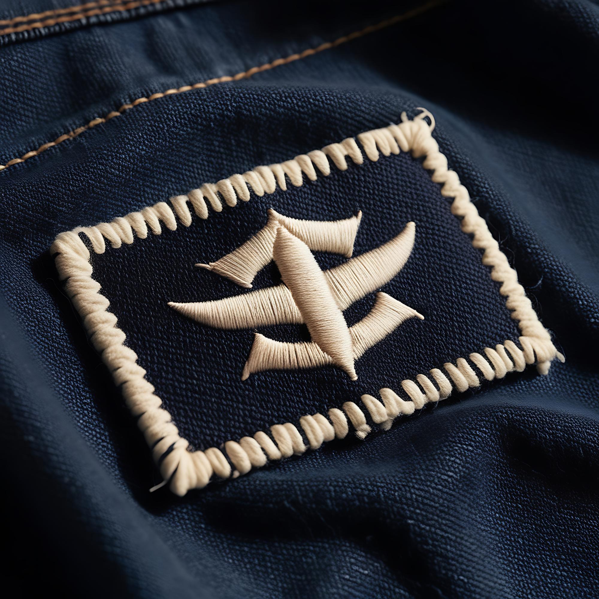 Stitched emblem on fabric