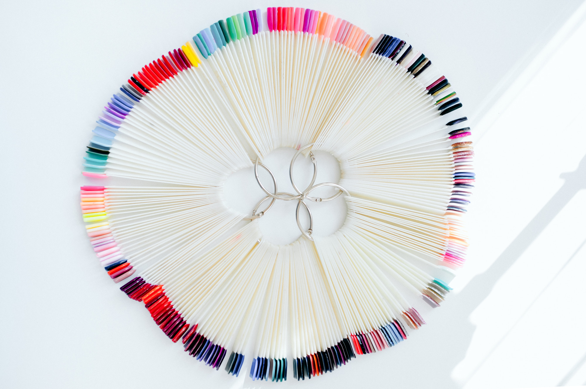 Studio sample board with color threads