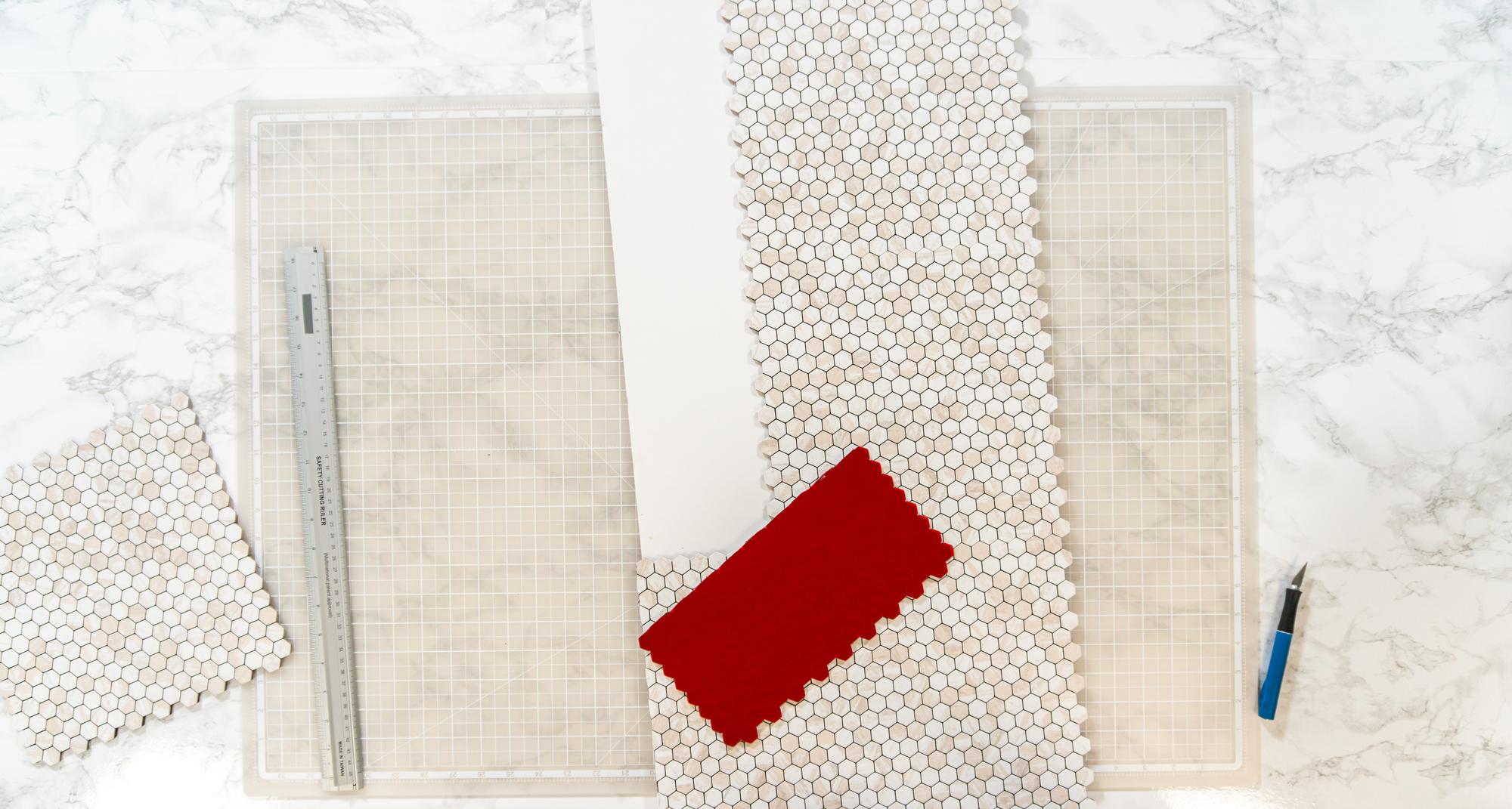 Sample embroidered swatches on card
